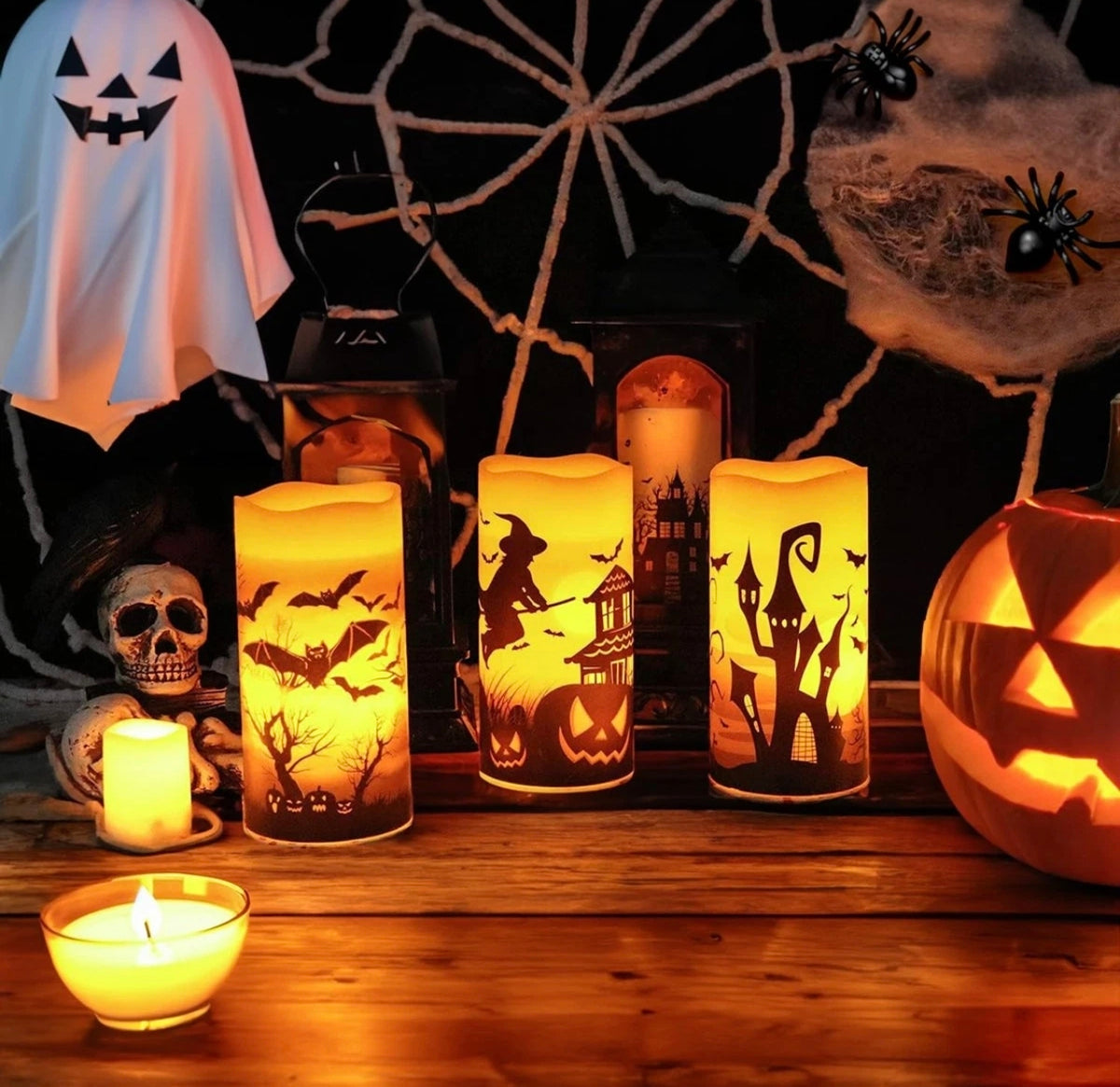 3pc Flameless Flickering Halloween Candles