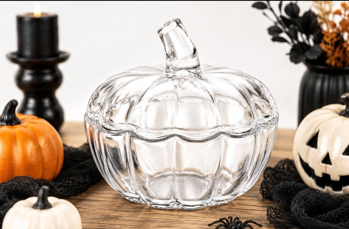 Glass Pumpkin Shaped Jar