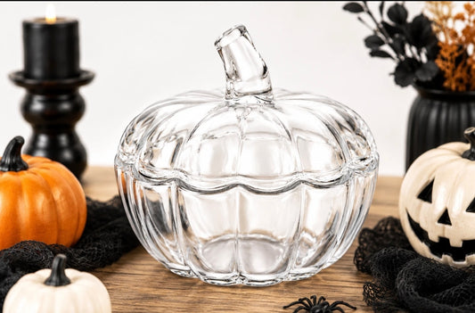 Glass Pumpkin Shaped Jar