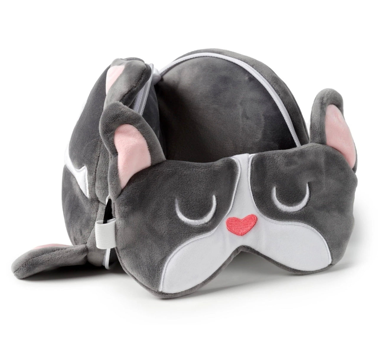2-in-1 Novelty Travel Pillow / Eye Mask Bull Dog