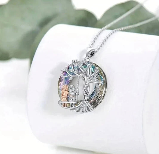 Tree Of Life With Girls On Swing  Necklace