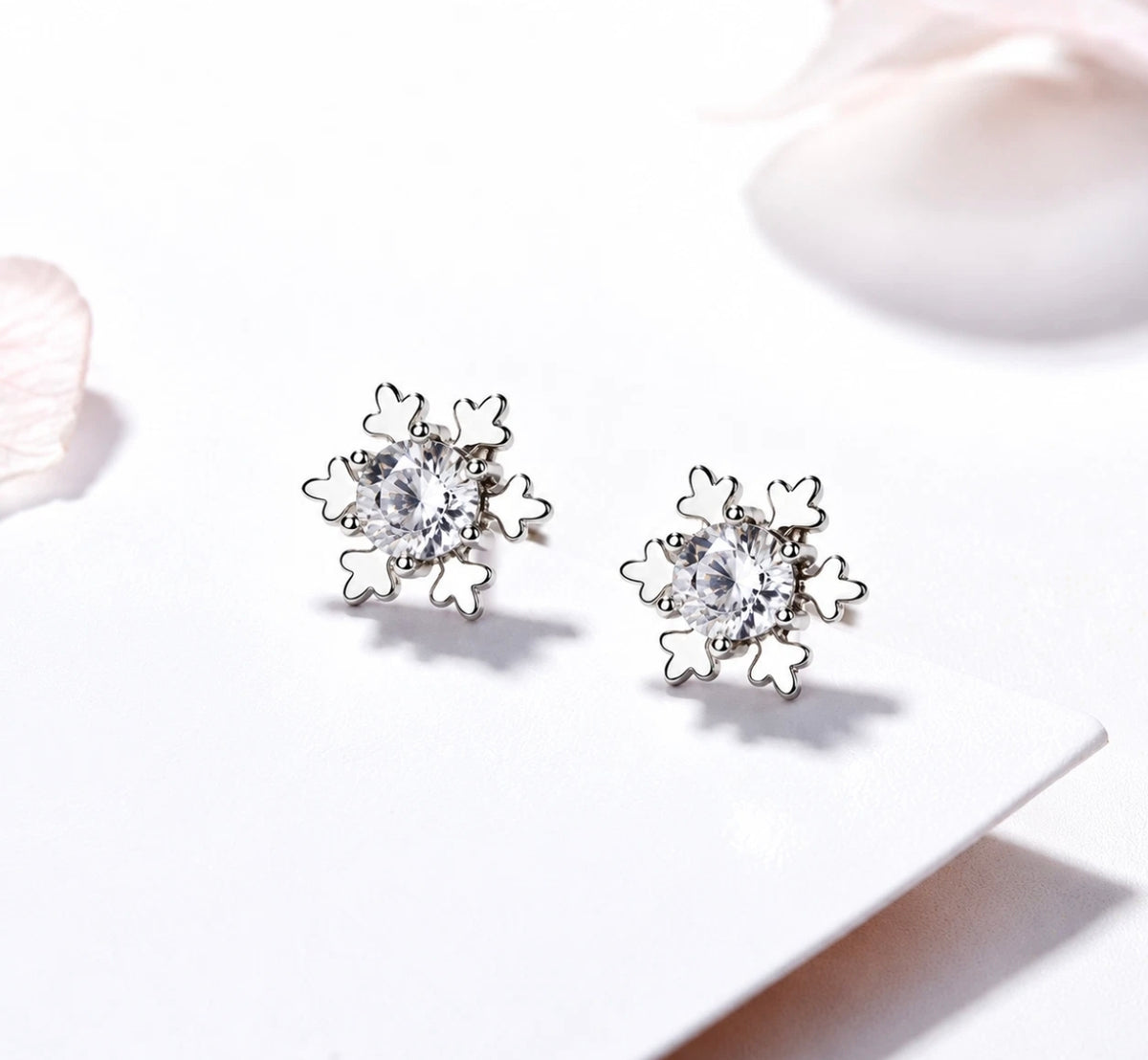 925 Sterling Silver Snowflake Earrings