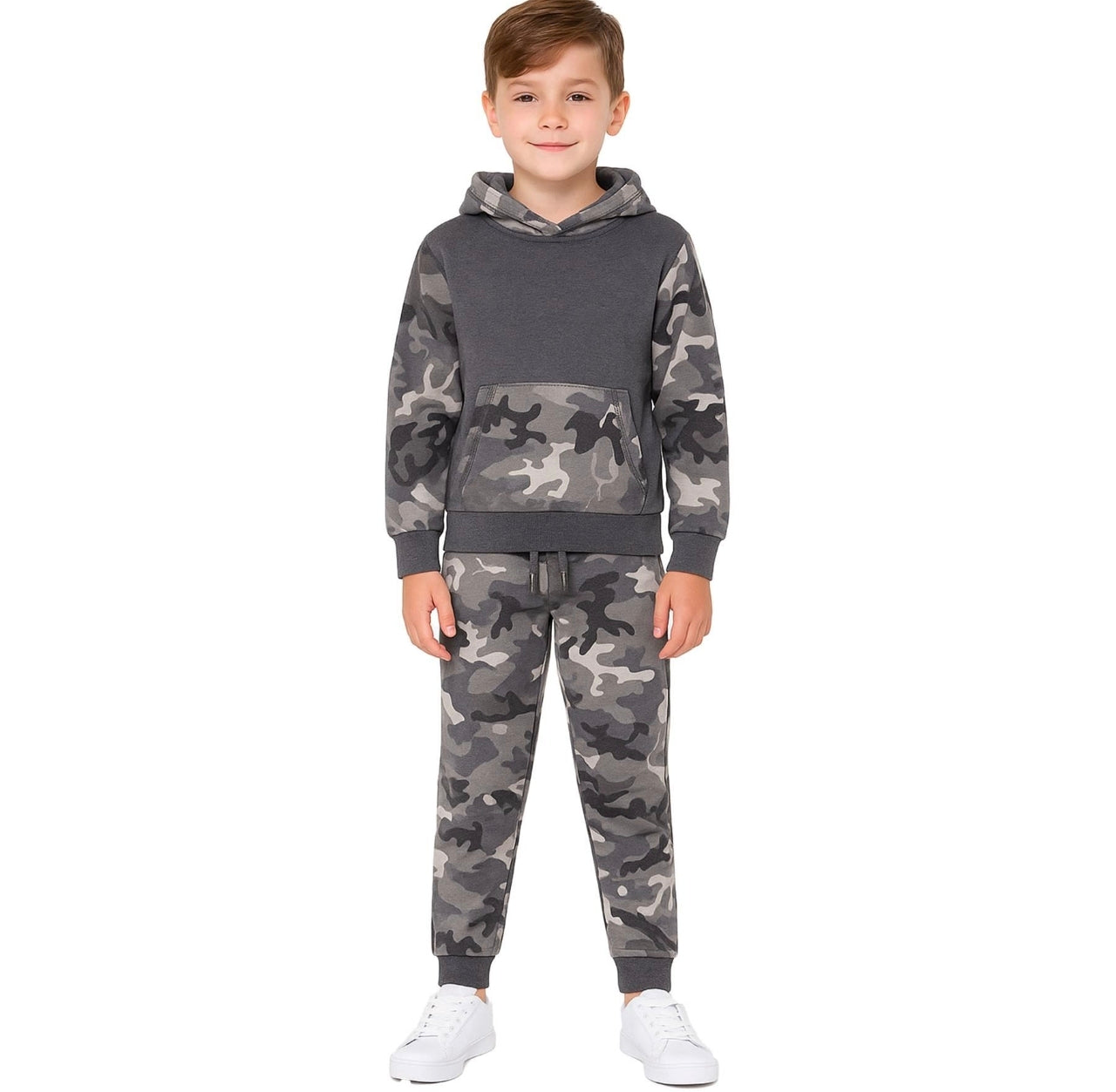 Unisex Charcoal Camo Contrast Tracksuit