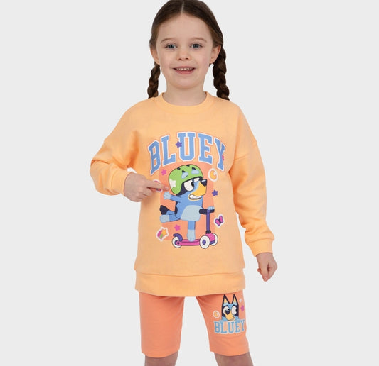 Girls Blue Dog Sweatshirt & Shorts Set
