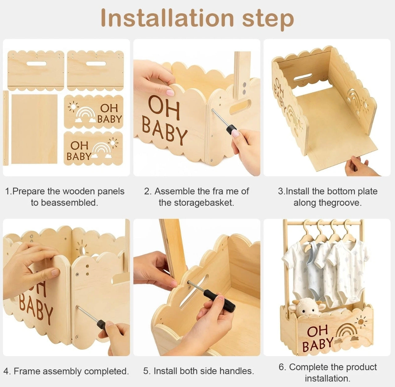 Wooden Baby Hamper Basket