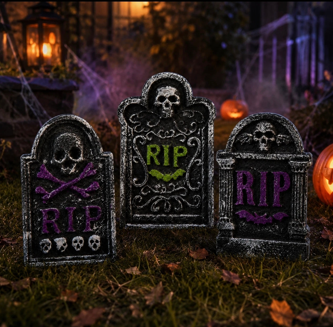 3pk Halloween Gravestone Props