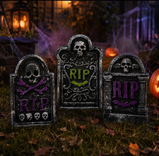 3pk Halloween Gravestone Props