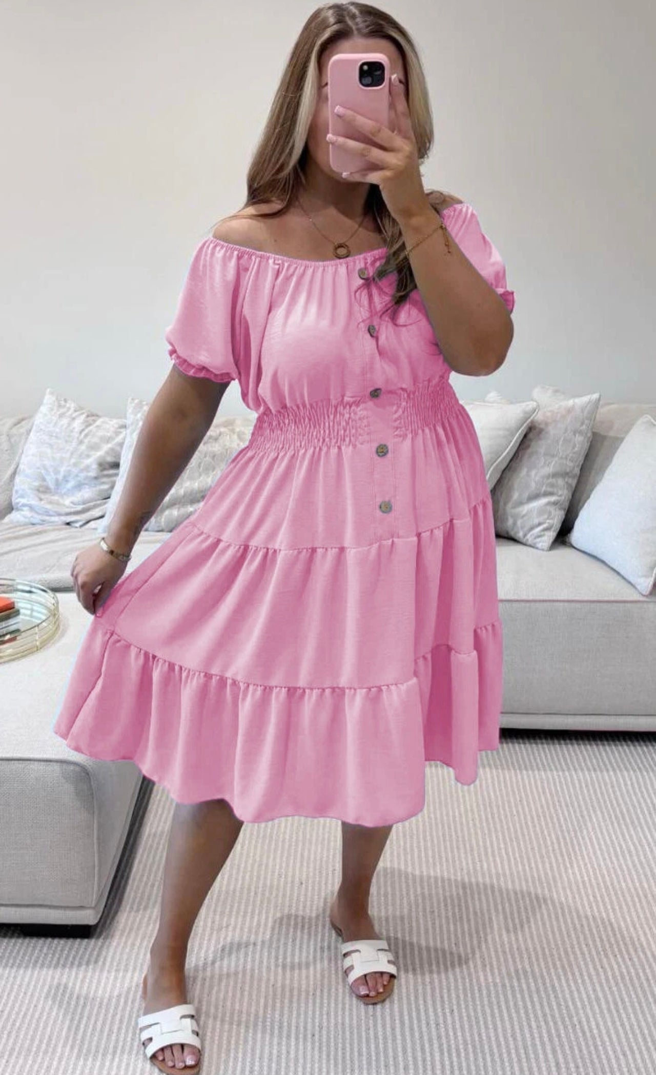 Bardot Off Shoulder Midi Dress One Size (12-24)