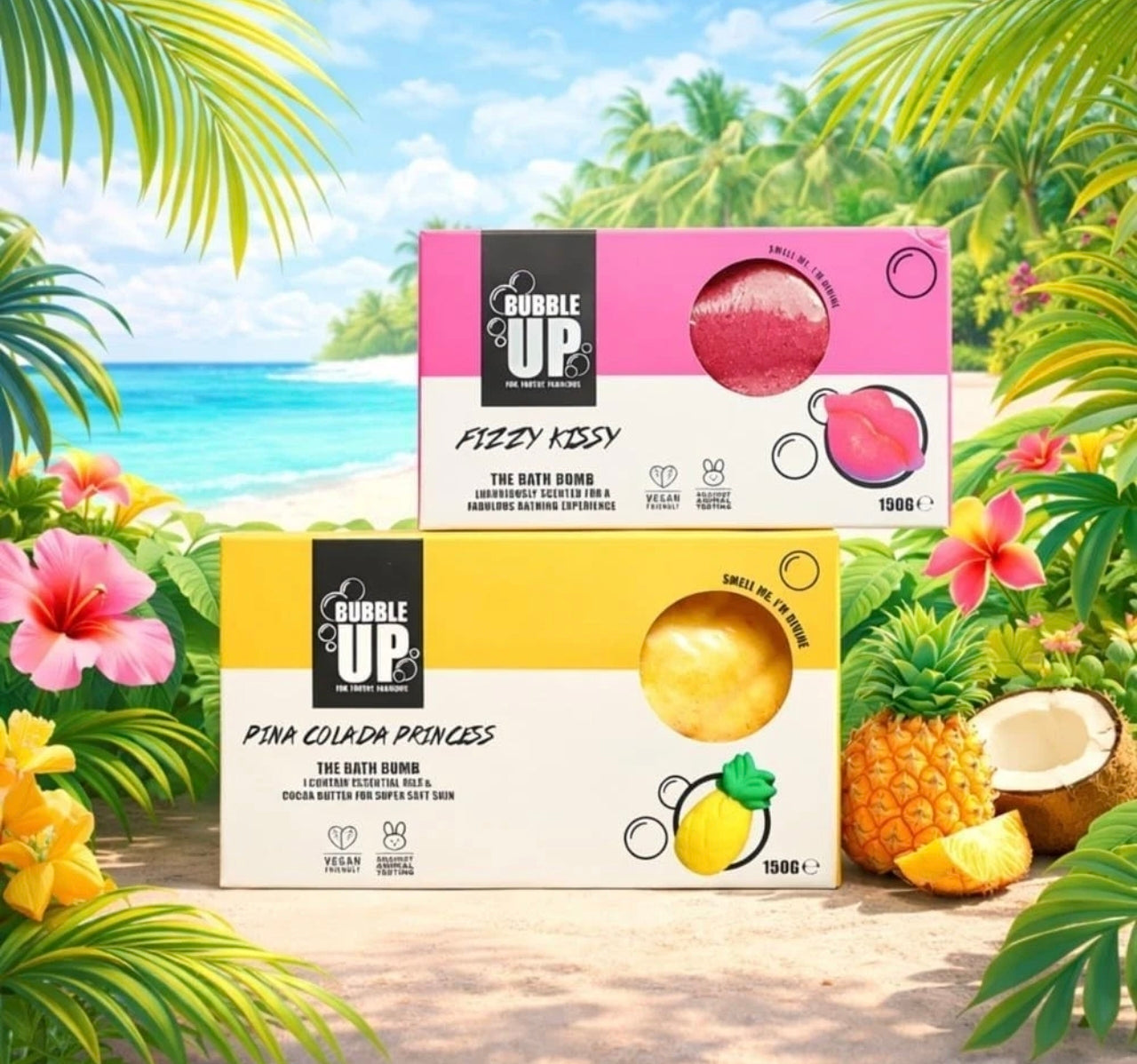 Pina Colada and Kissy Lips Bath Bomb Set