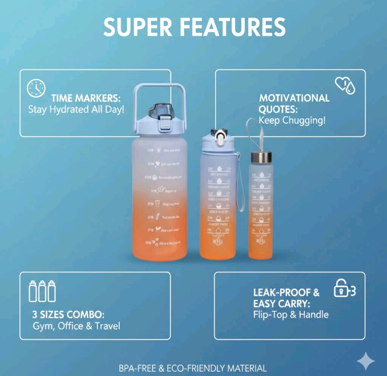 3x Hydration Bottle Set