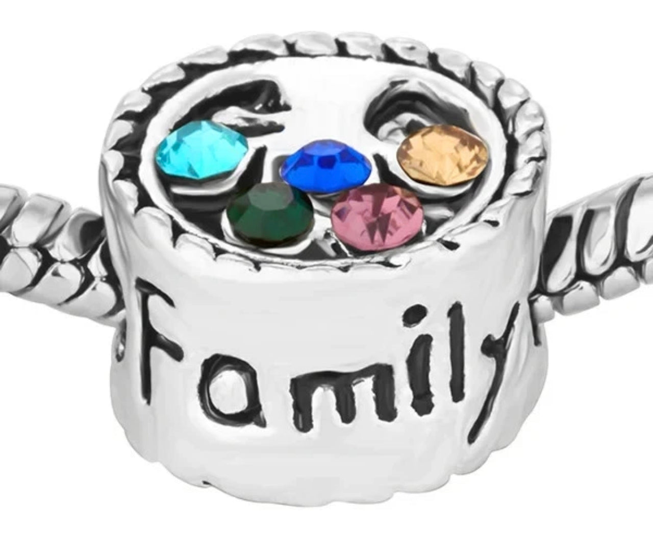 Multi Coloured Diamond Style Family Charm Bracelet