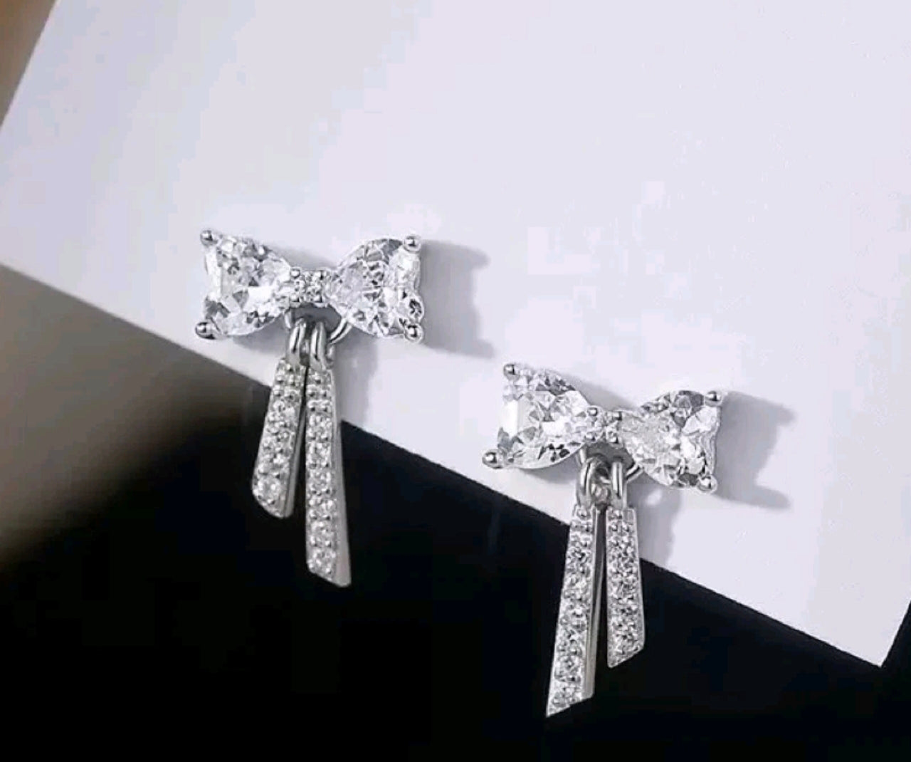 Crystal Ribbon Bow Earrings