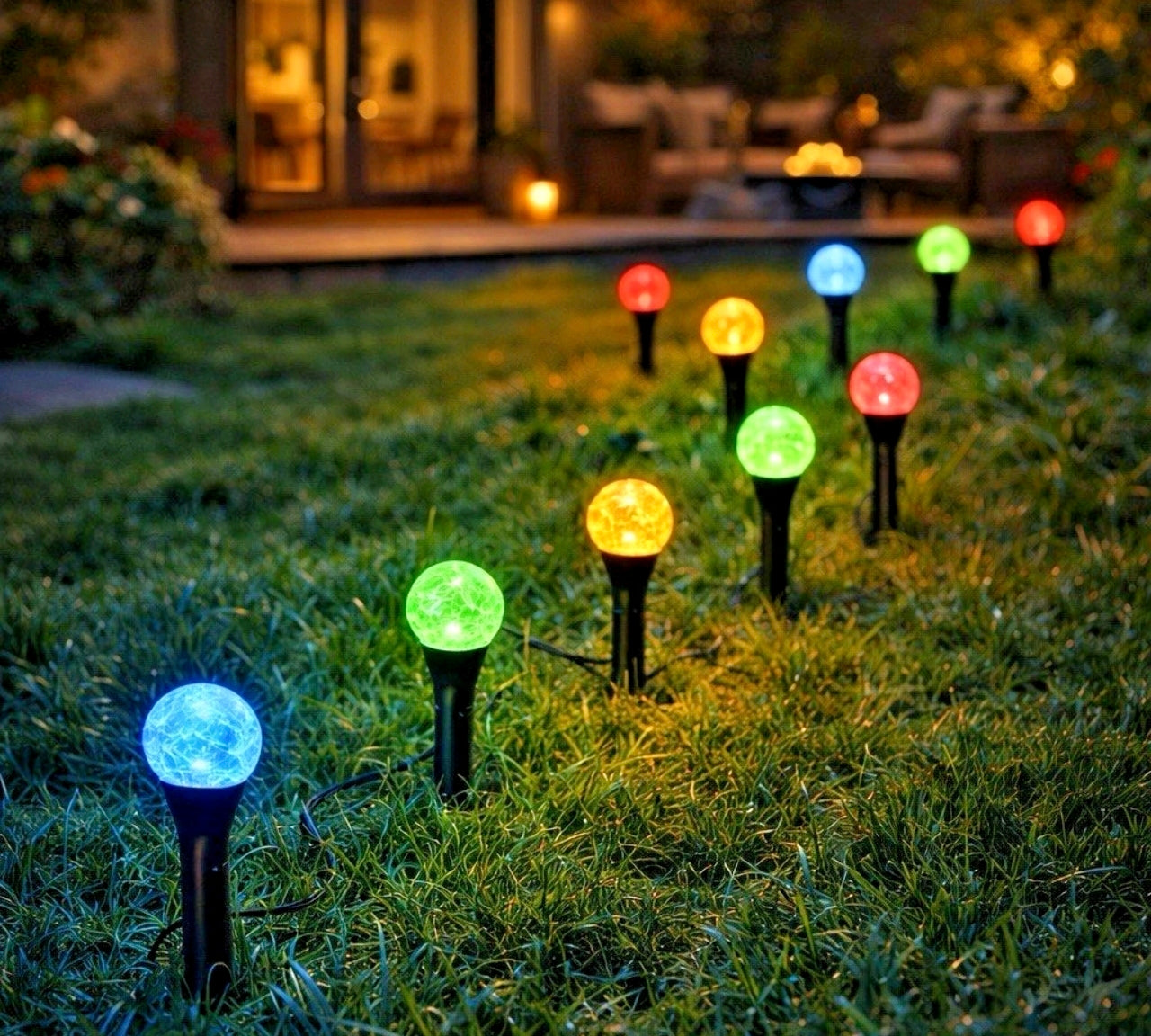 20 LED Multicolour Crackle Bubble Lawn Stakes