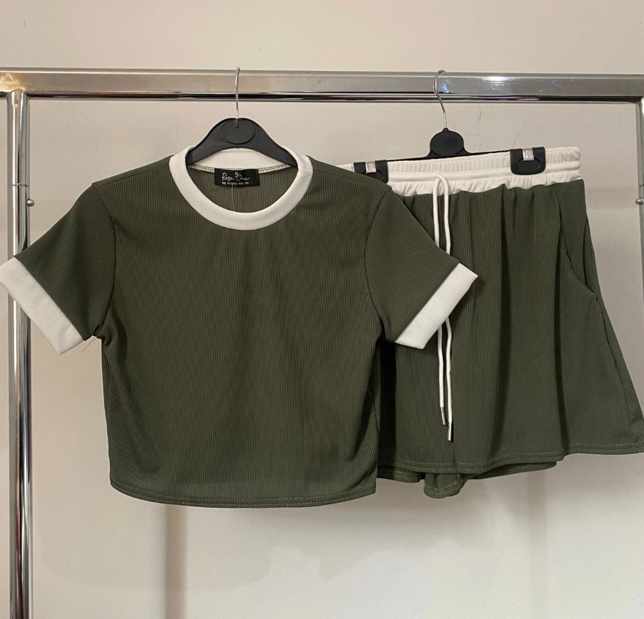 2pc Ribbed Contrast Summer Set