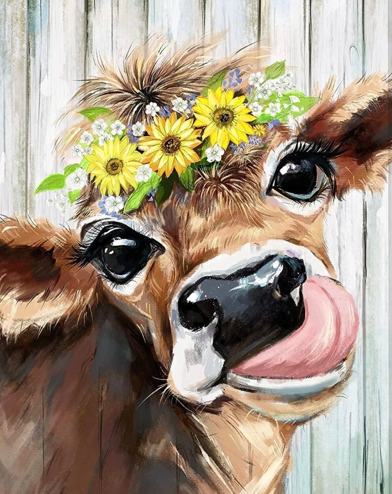 Funny Flower Cow Diamond Art