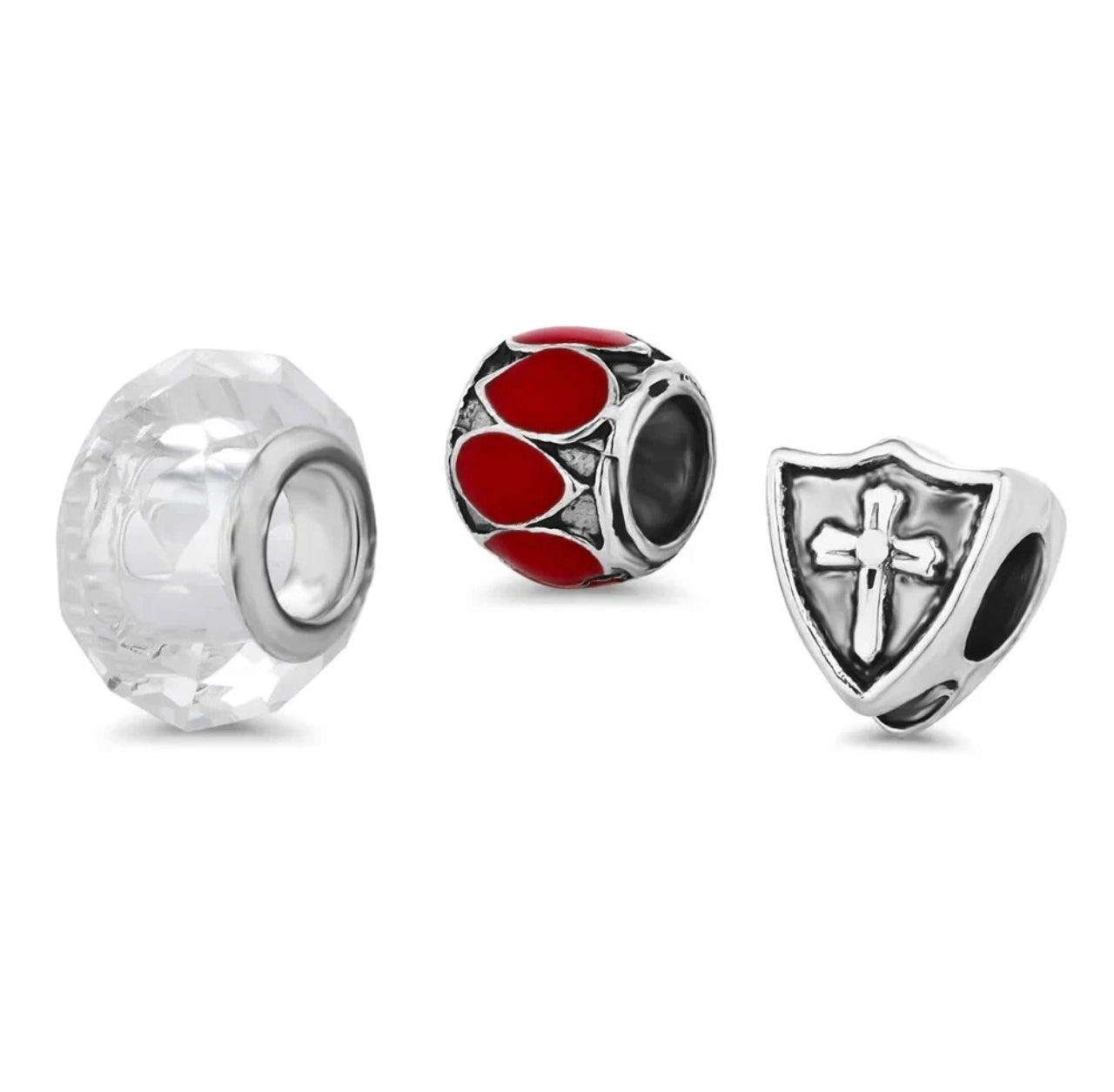 Red & Silver Diamond Style Charm Bracelet