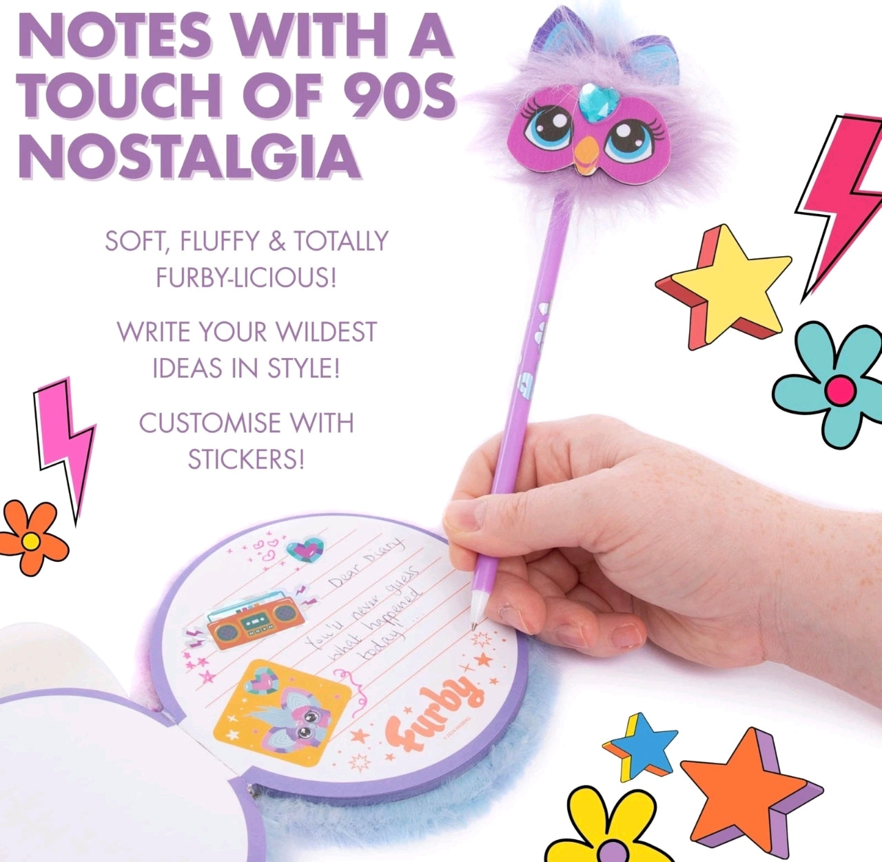 Fluffy Character Mini Diary and Pen Topper Set