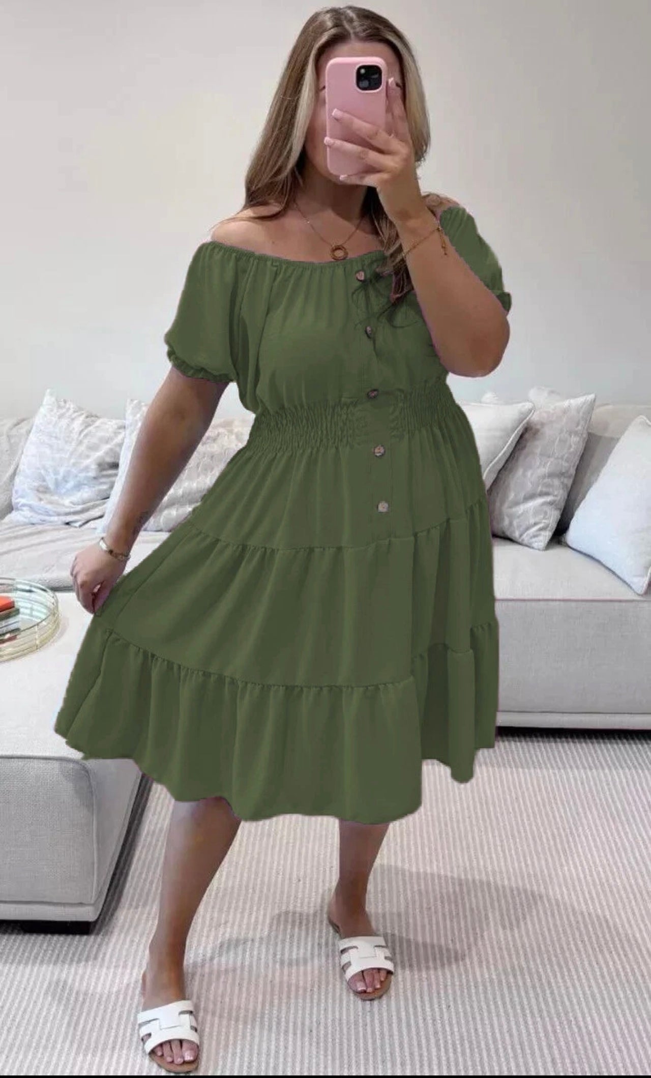Bardot Off Shoulder Midi Dress One Size (12-24)