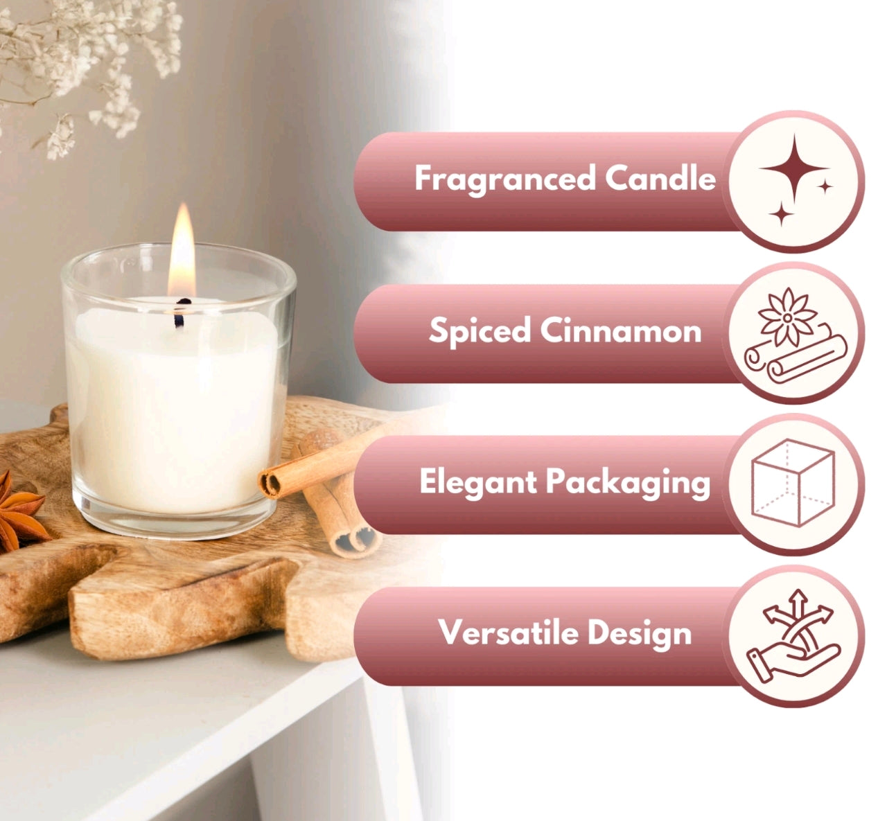 Festive Cinnamon Scented Jar Candle