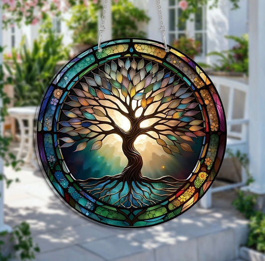 Beautiful Tree Of Life Stained Glass Sun Catcher