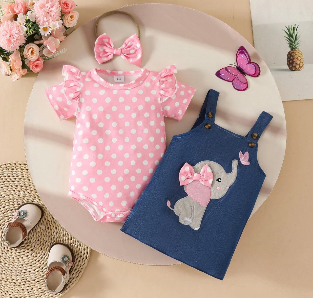 Elephant Dress & Bodysuit With Headband