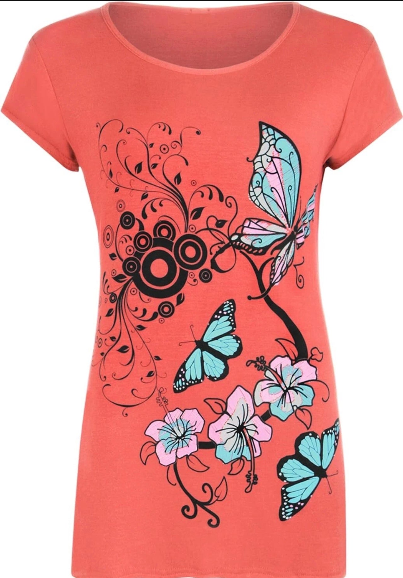 Beautiful Butterfly Print T-shirt