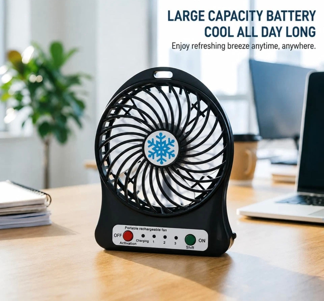 Rechargeable 3 Speed Mini Desk Fan