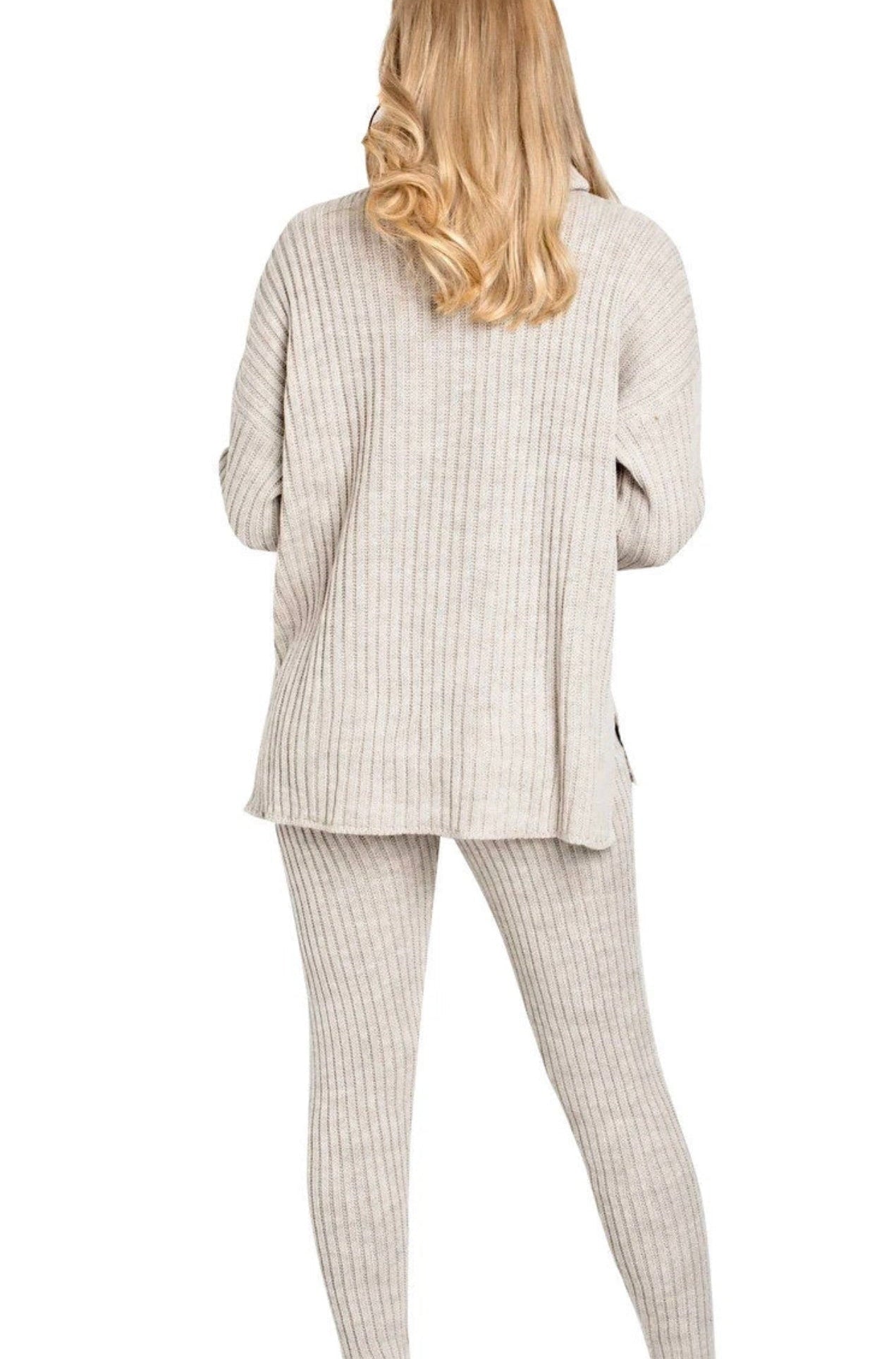 2pc Roll Neck Chunky Knitted Lounge Wear Set