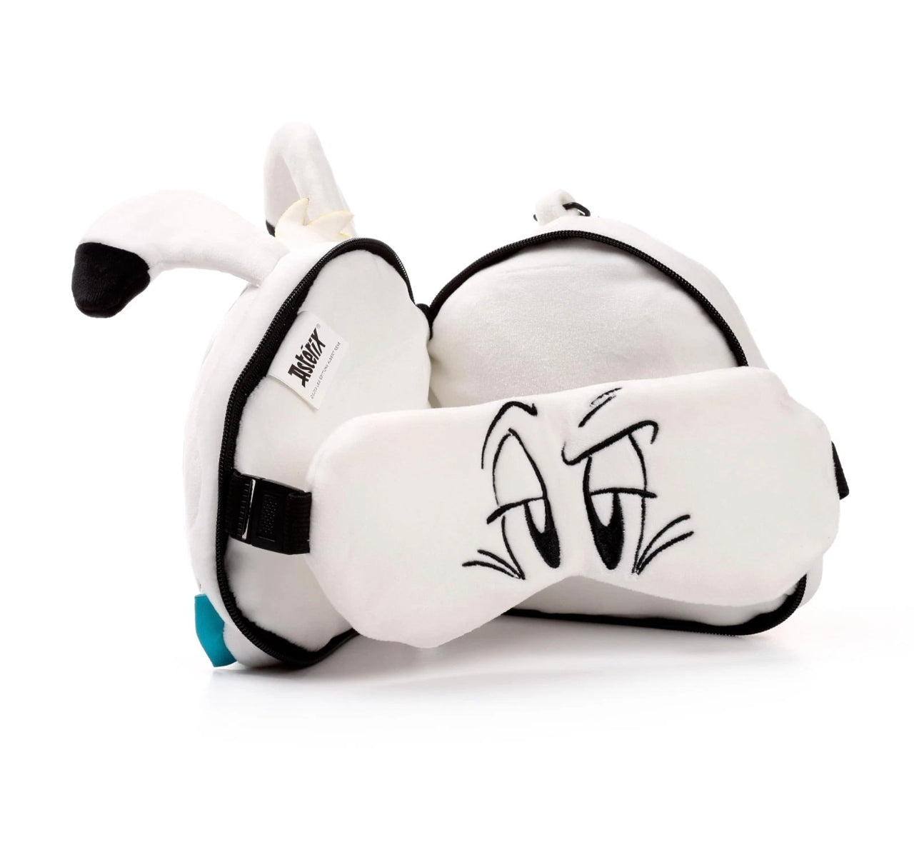2-in-1 Novelty Travel Pillow/ Eye Mask White Dog