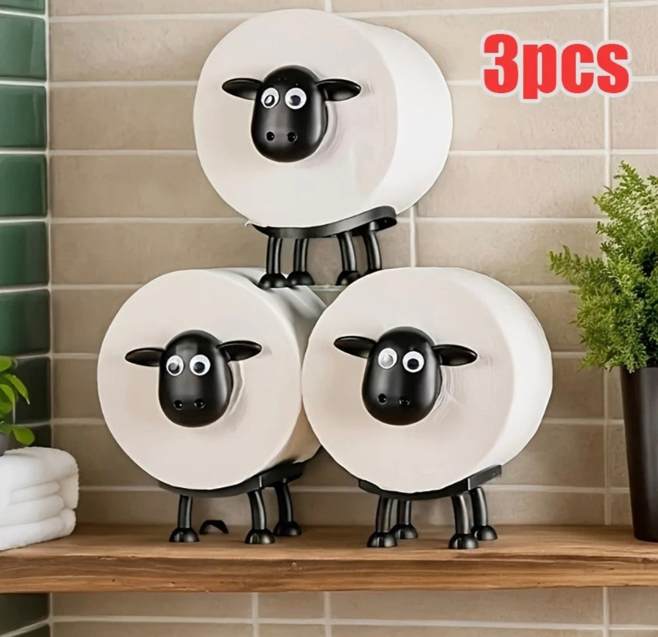 3pc Novelty Sheep  Toilet Roll Holders