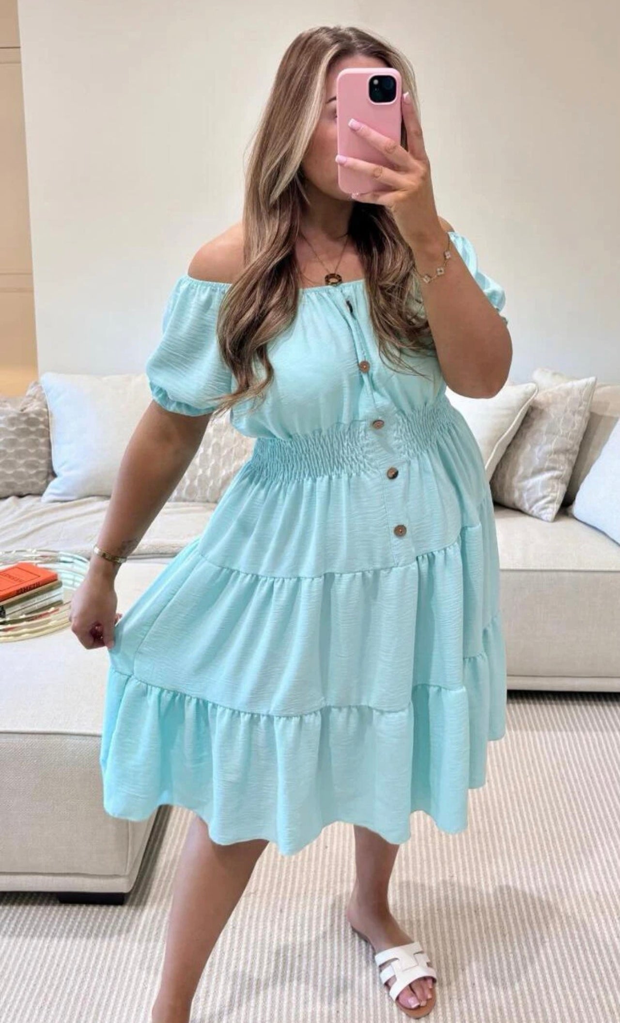 Bardot Off Shoulder Midi Dress One Size (12-24)