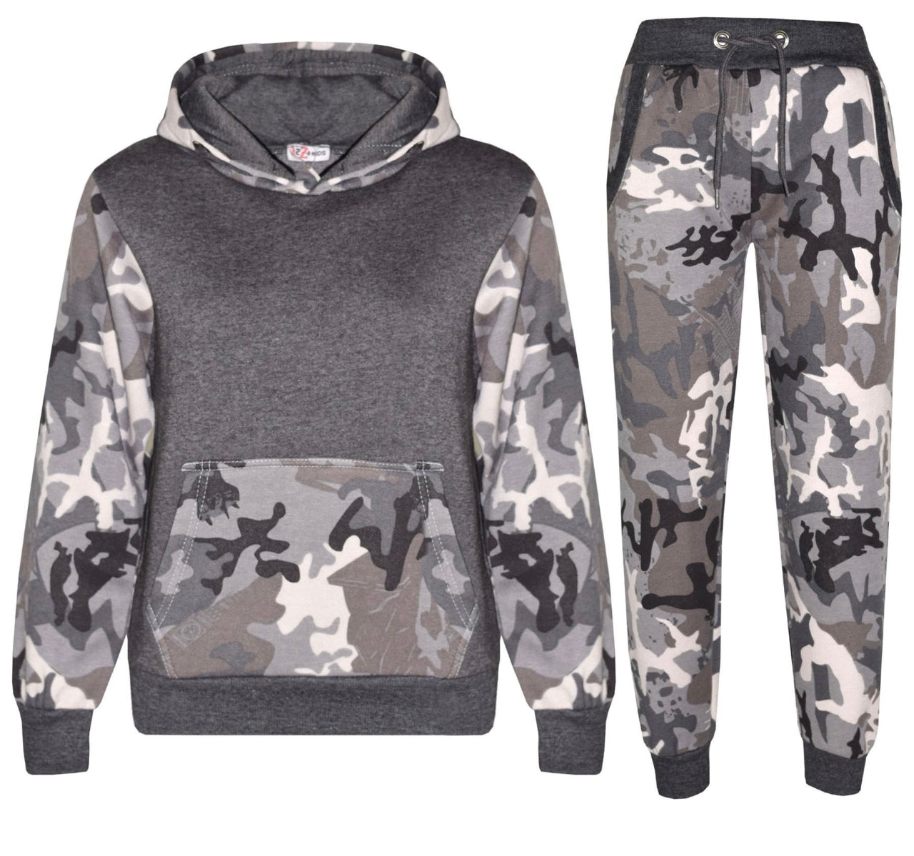 Unisex Charcoal Camo Contrast Tracksuit
