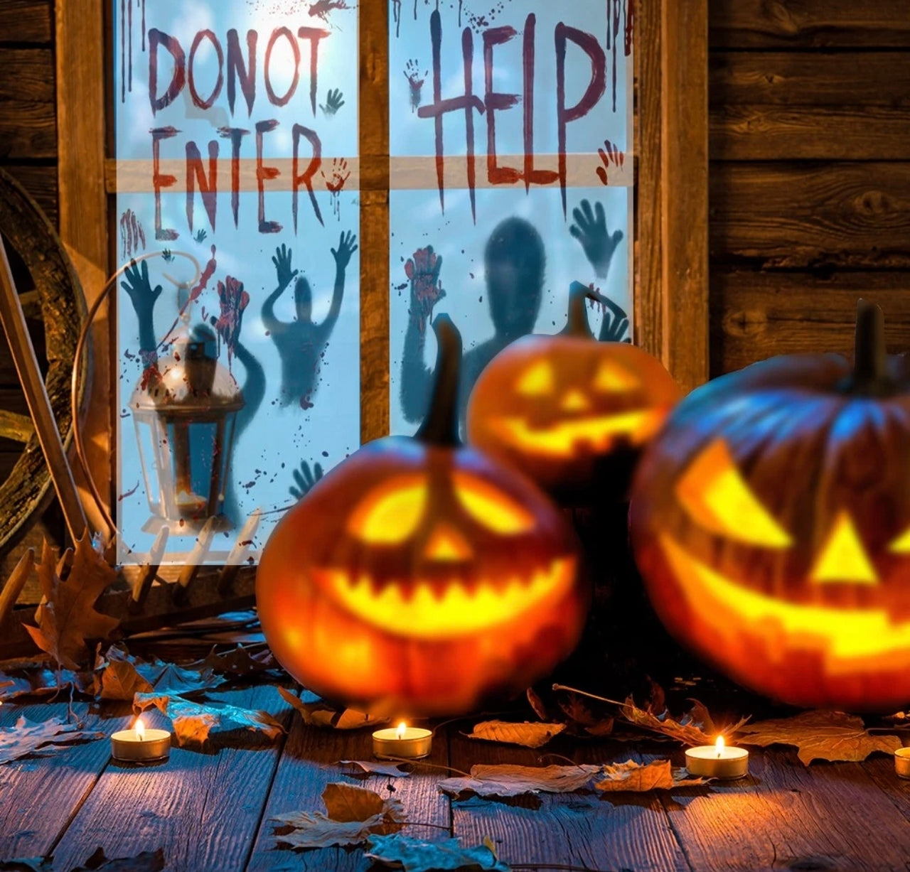 2x Large Halloween Window Clings