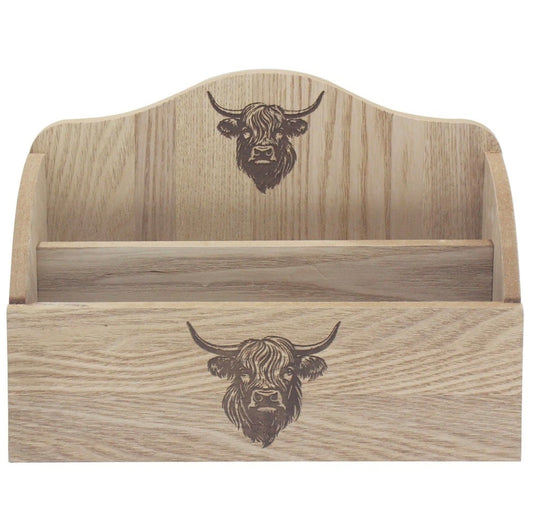 Highland Cow Wooden Letter Rack
