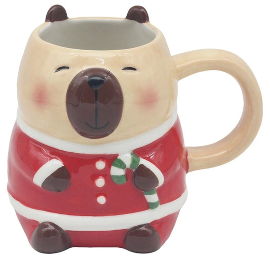 Novelty Festive Capybara Shaped Mug