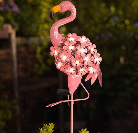 Solar Pink Flamingo Garden Stake Lights