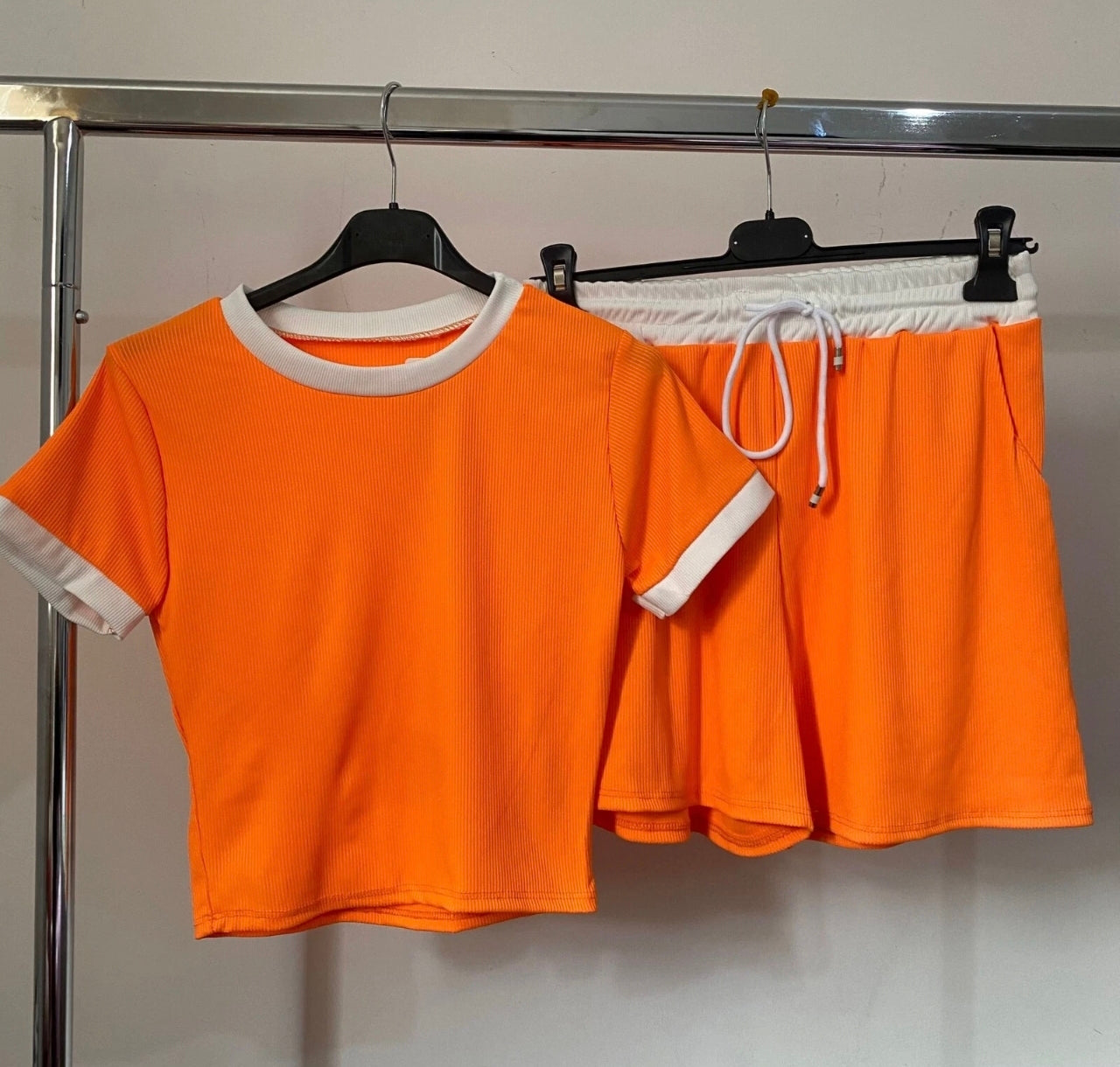 2pc Ribbed Contrast Summer Set