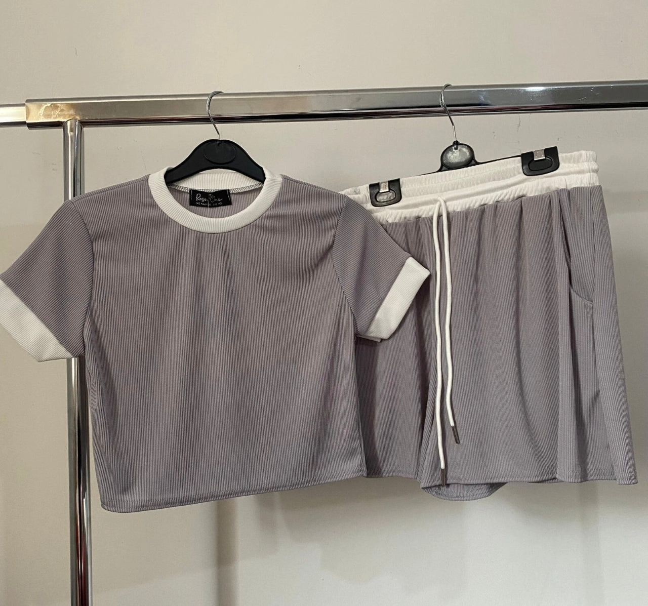 2pc Ribbed Contrast Summer Set