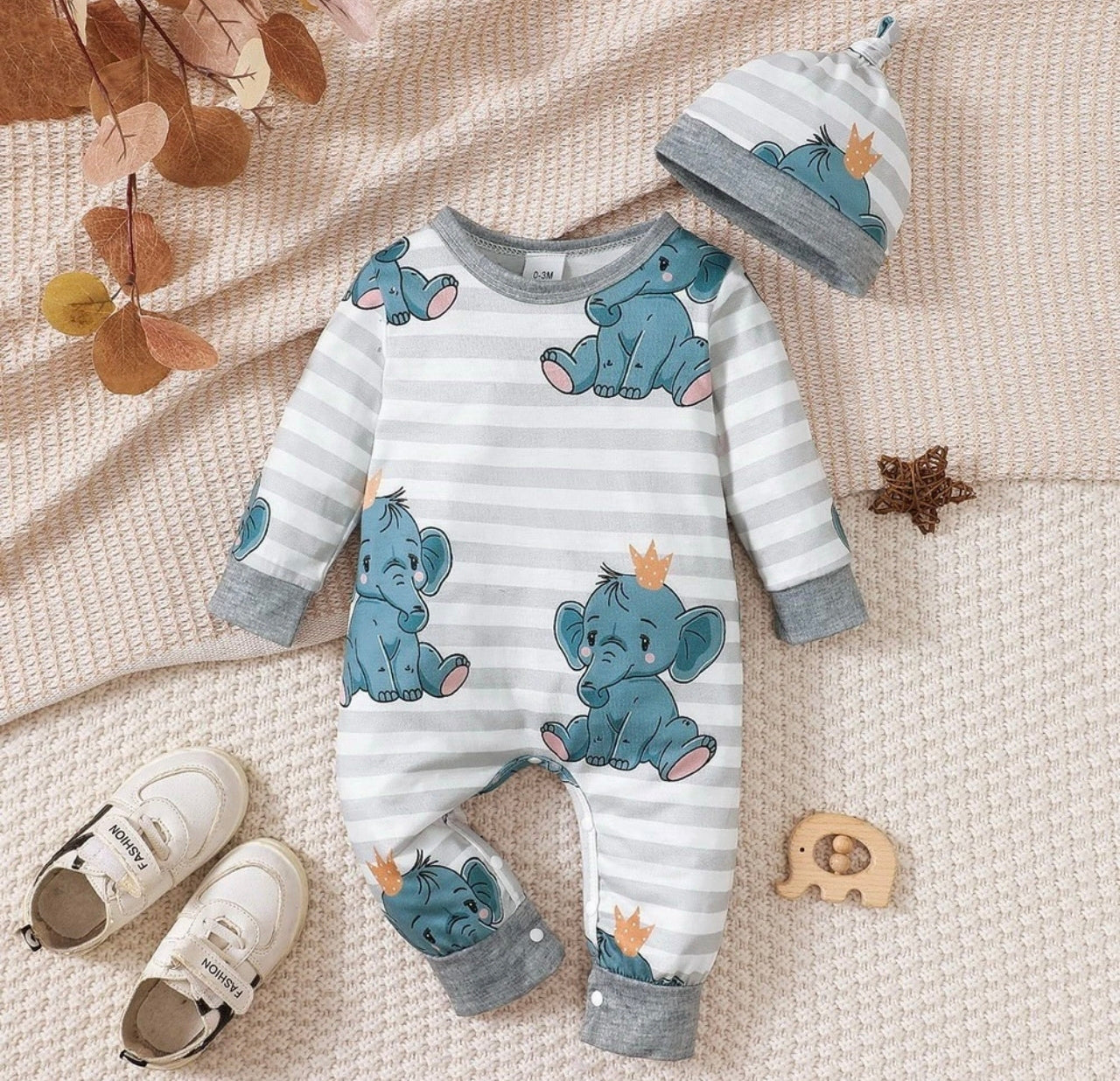 Elephant Romper Suit & Hat
