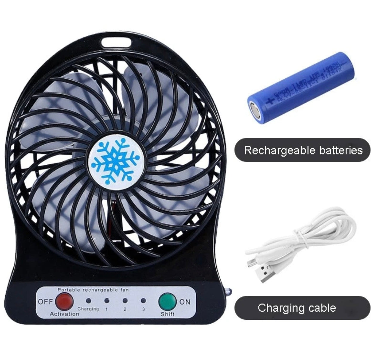 Rechargeable 3 Speed Mini Desk Fan