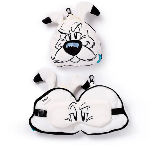 2-in-1 Novelty Travel Pillow/ Eye Mask White Dog