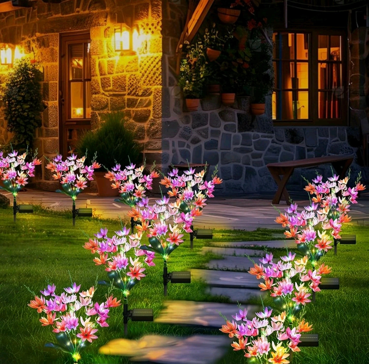 2pk Solar Flower Stake Lights