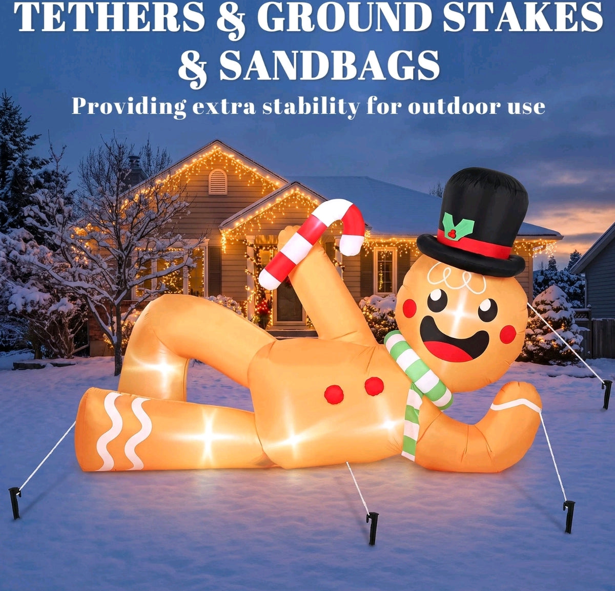 9.8ft Side - Lying Inflatable Gingerbread Man