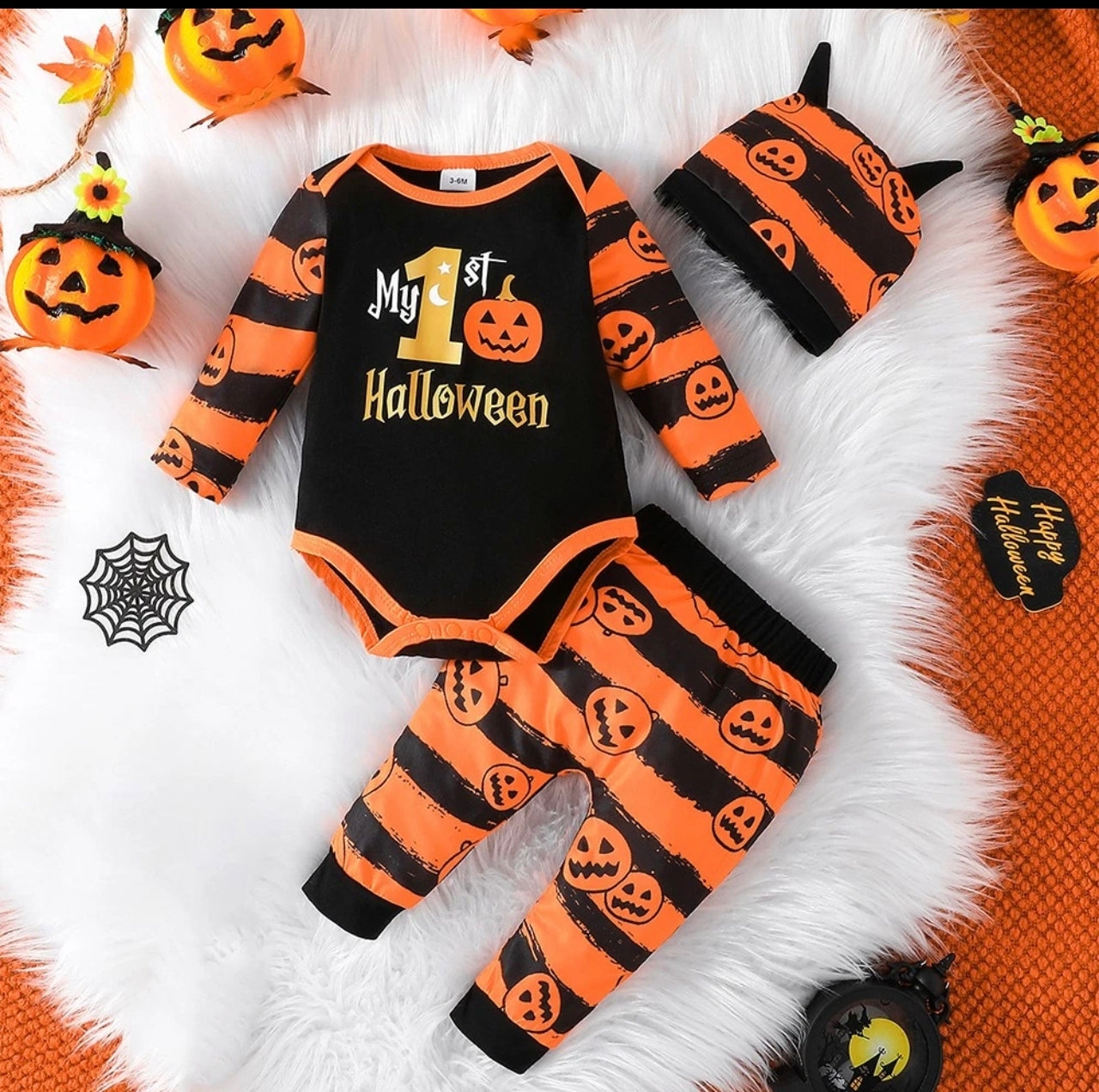 My 1st Halloween Pumpkin Romper Outfit