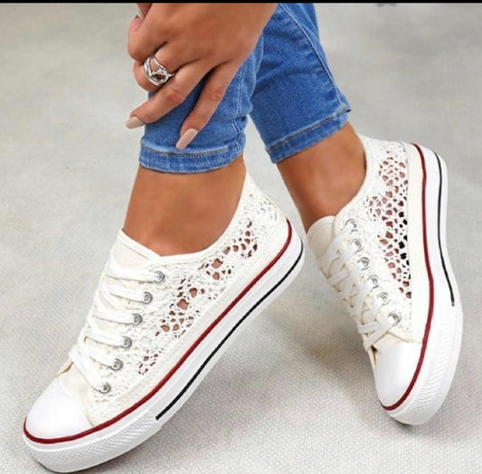 Lace Detail Canvas Plimsolls