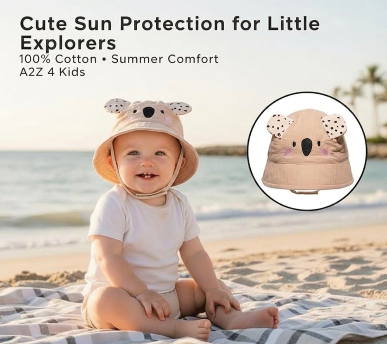 Cute Animal Baby Bucket Hats With Chin Strap