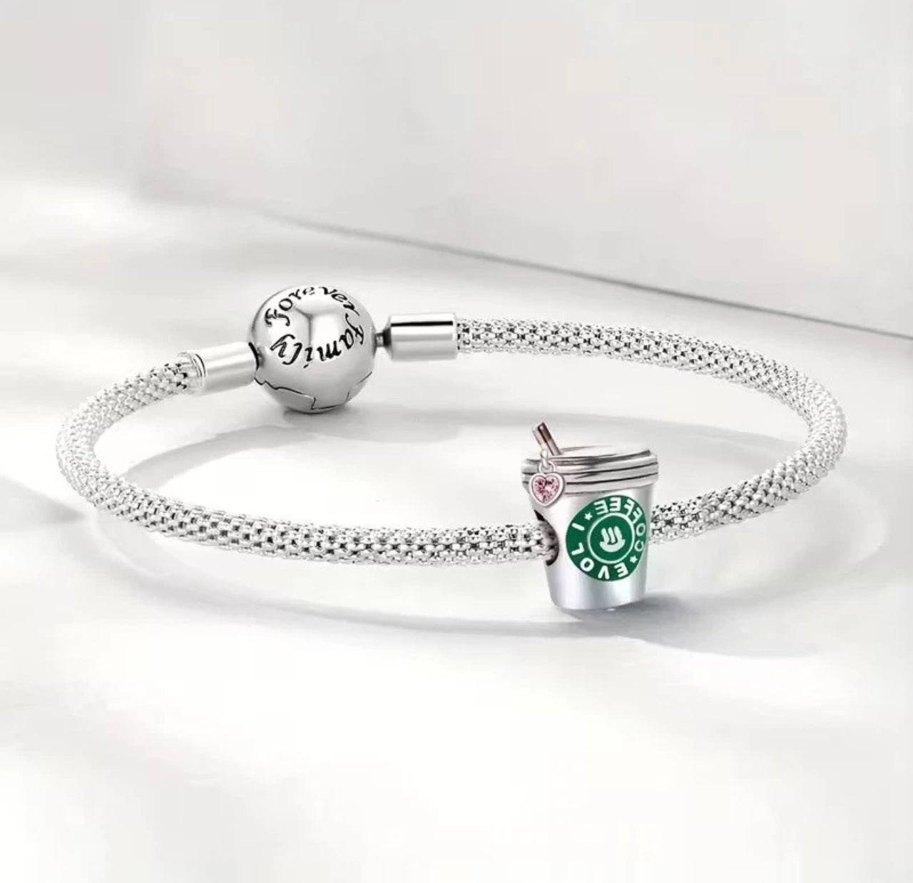 Coffee Cup With Pink Gem Charm