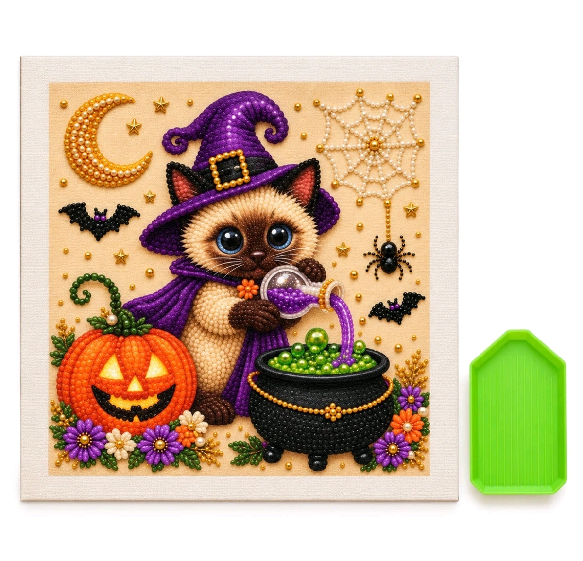 Halloween Cat Making Potions Pearl Beaded Diamond Art Kit