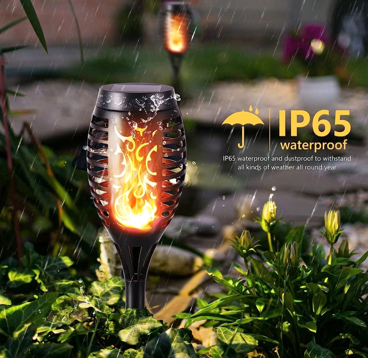 8x Flickering Flame Effect Garden Stake