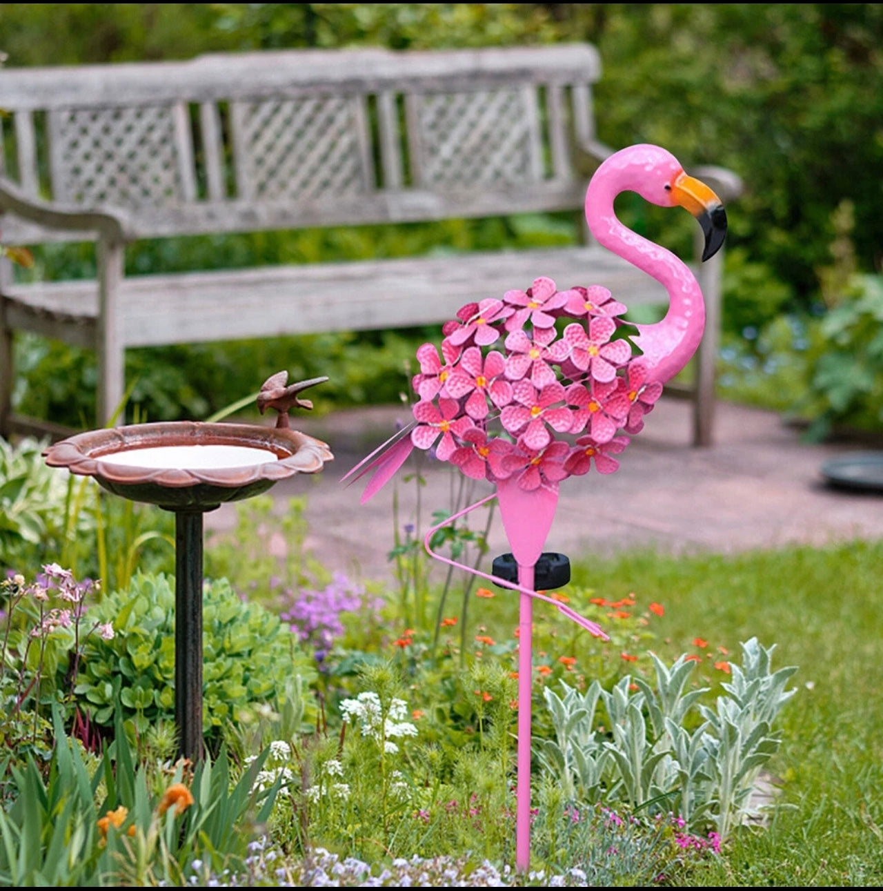 Solar Pink Flamingo Garden Stake Lights